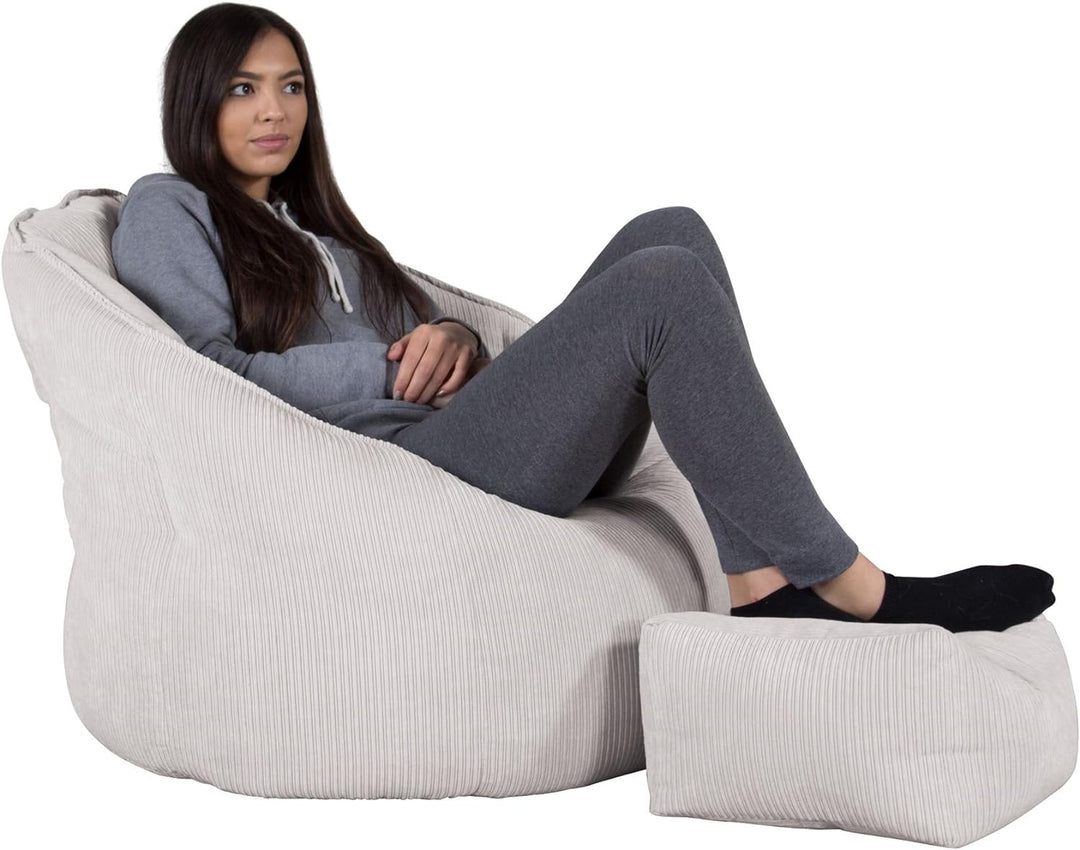 Lounge Pug, Fusshocker Pouf, Nadelstreifencord Stein