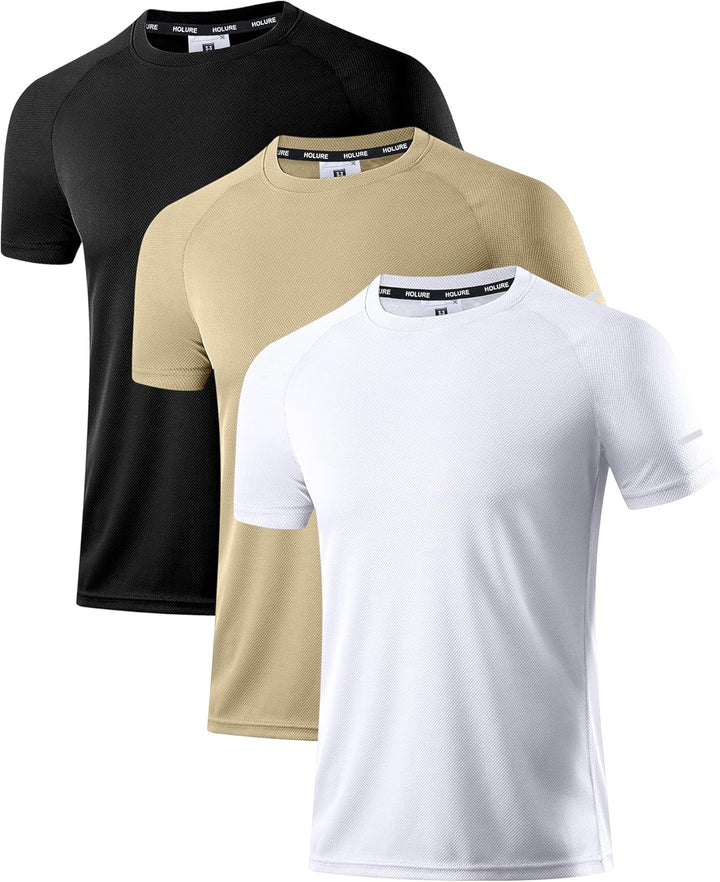 Holure Herren 3 or 5er Pack Sports Atmungsaktiv Schnelltrocknend Kurzarm T-Shirts Fitnessshirt für R
