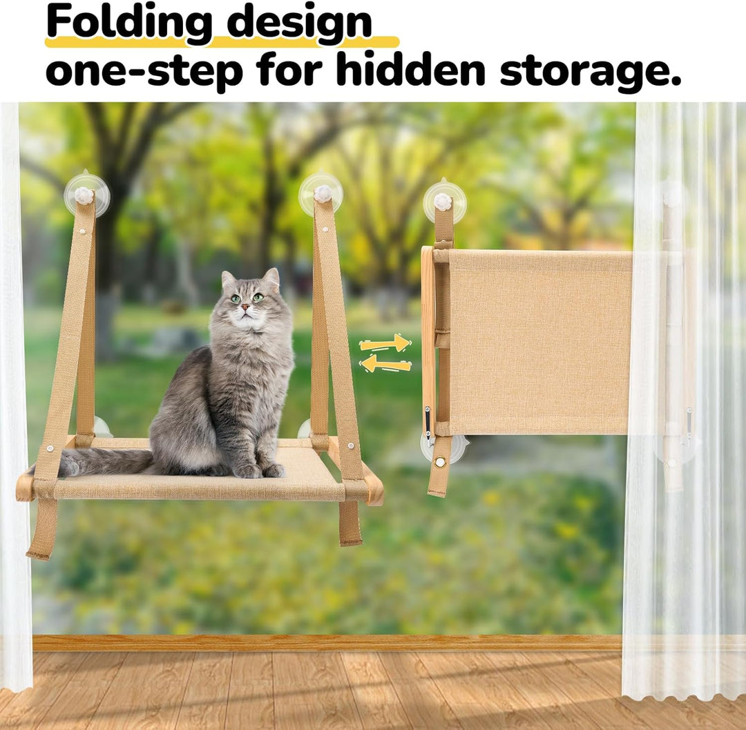 CATISM Faltbare Katzen Hängematte bis 20 kg, Verstärkte Katzen Hängematte mit Starkem Saugnapf, Wasc