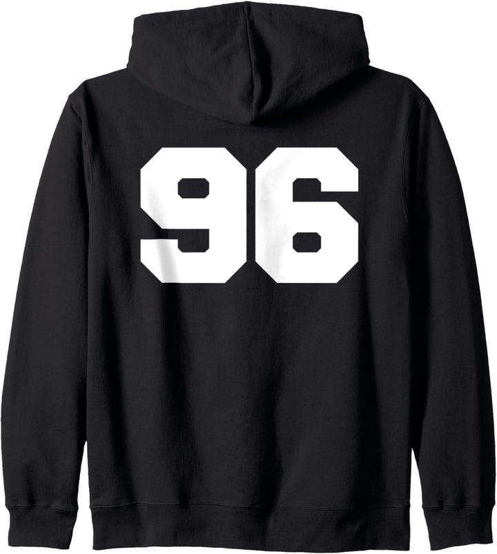Number 96 Sports Jersey Player #96 Fan BACK PRINT Varsity Kapuzenjacke