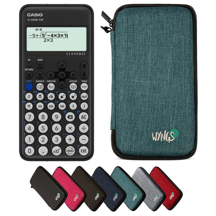 CALCUSO Sparpaket: Casio FX-82DE CW ClassWiz technisch-wissenschaftlicher Schulrechner + WYNGS Schut