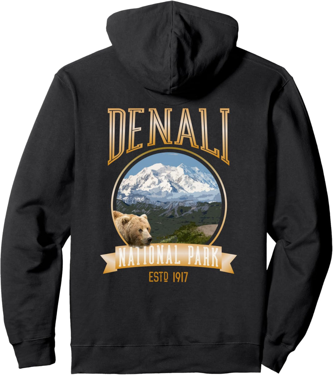 Denali Mt McKinley Alaska Denali National Park Grizzly Bär Pullover Hoodie