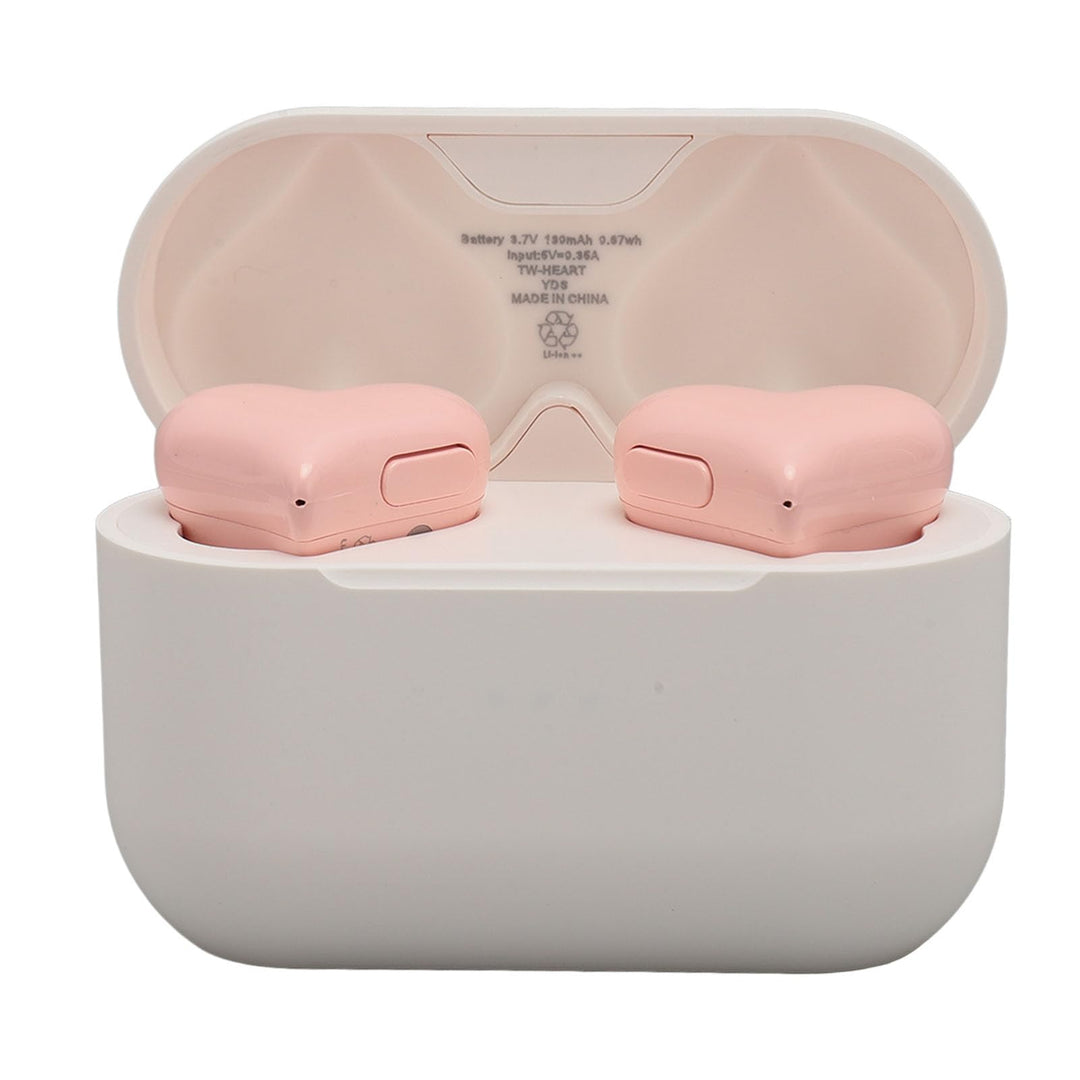 Herzförmige Ohrhörer, HiFi-Stereo-Sound, 5.3-Kopfhörer mit Ladehülle für Mädchen und Frauen (Rosa),