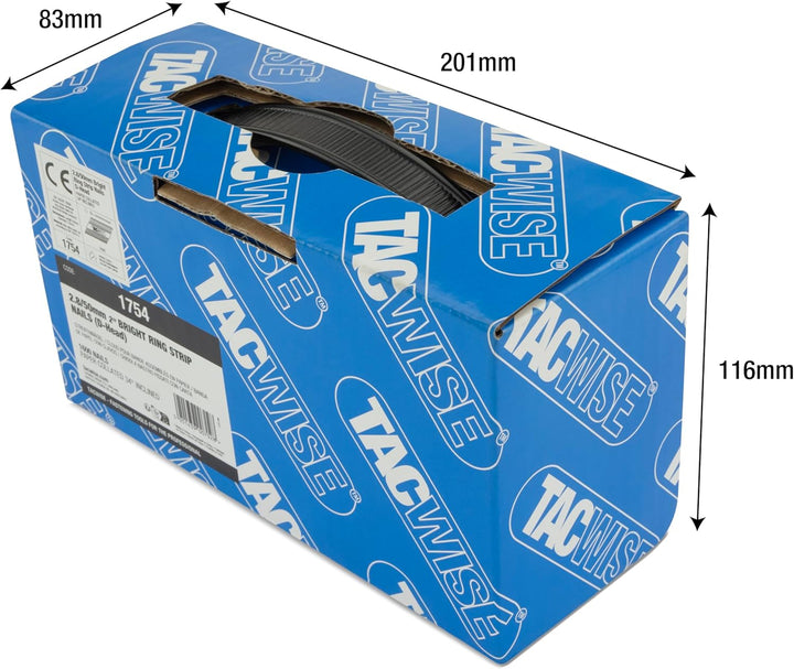 Tacwise 1754 Blanke Rahmennägel 2,8/50 mm, D‘-Kopf, Ringschaft, mit 34° Neigung, Papiergebunden, Pac