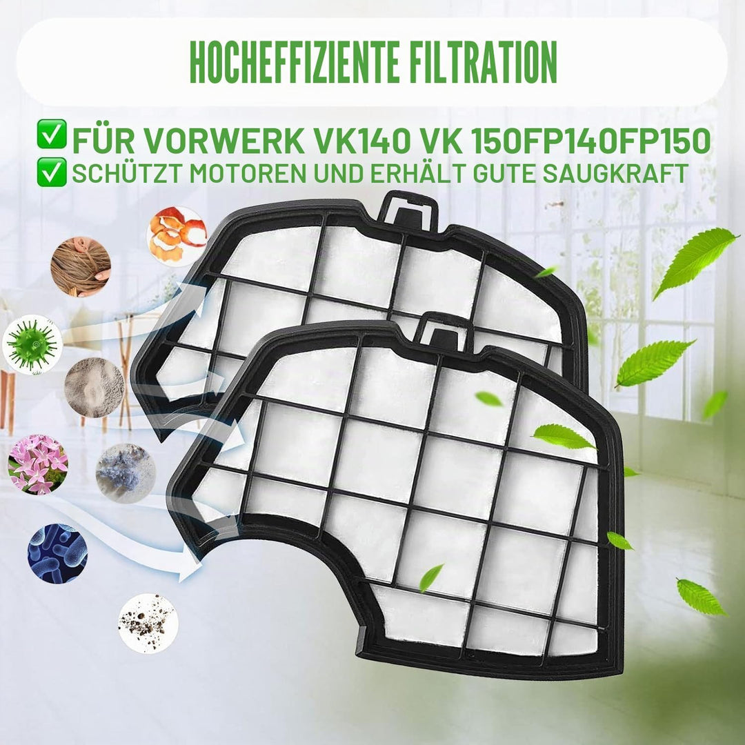 12 Staubsaugerbeutel für Kobold VK140 VK150 Kit mit 2 Ersatzfiltern für Kobold 12 sacchetti vk140 15