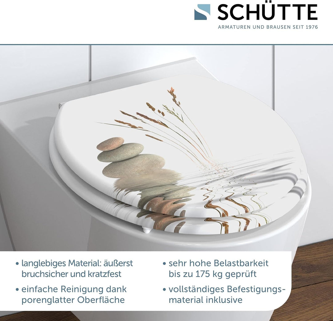 SCHÜTTE WC-Sitz BALANCE aus Holz ohne Absenkautomatik, Toilettensitz mit 175kg Belastbarkeit, Toilet