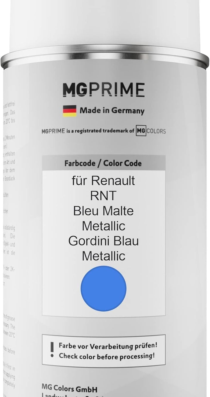 MG PRIME Autolack Sprühdosen Set für Renault RNT Bleu Malte Metallic/Gordini Blau Metallic Basislack