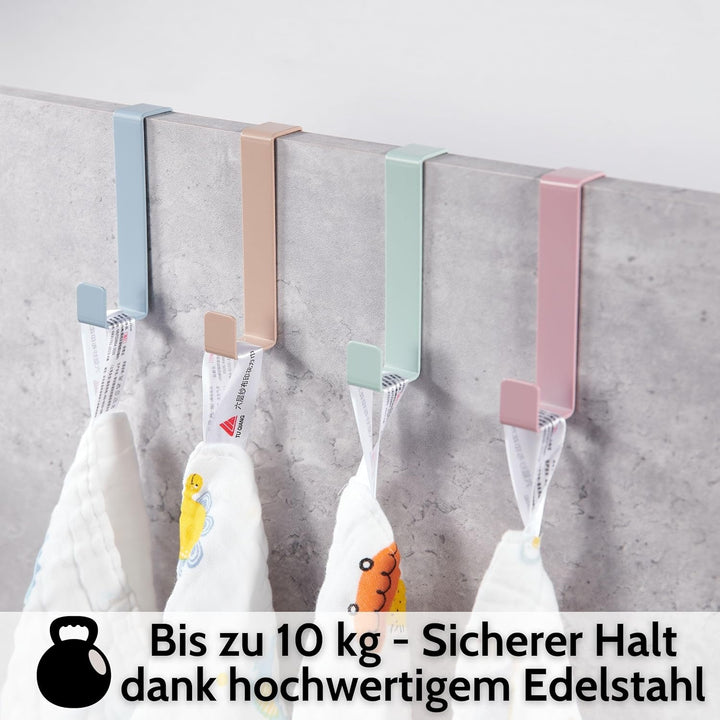 DEKAZIA® 8 Türhaken Kinderzimmer rosa | Türgarderobe Kinder | Türhaken zum Einhängen | Kleiderhaken