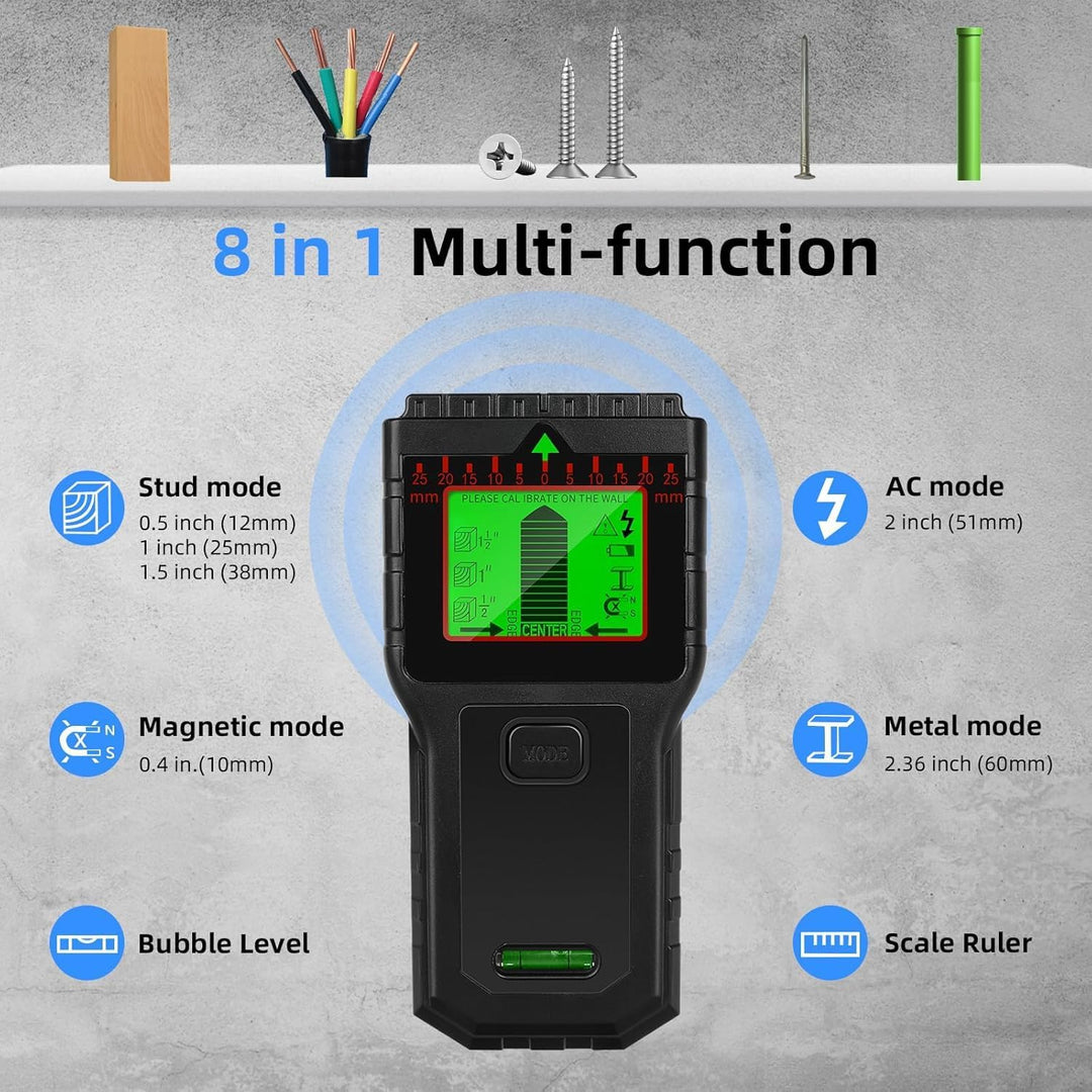 Leitungsfinder Multifunktionaler Stud Finder mit LCD-Display &amp; Audio-Alarm, für Holz, AC-Leitungen,