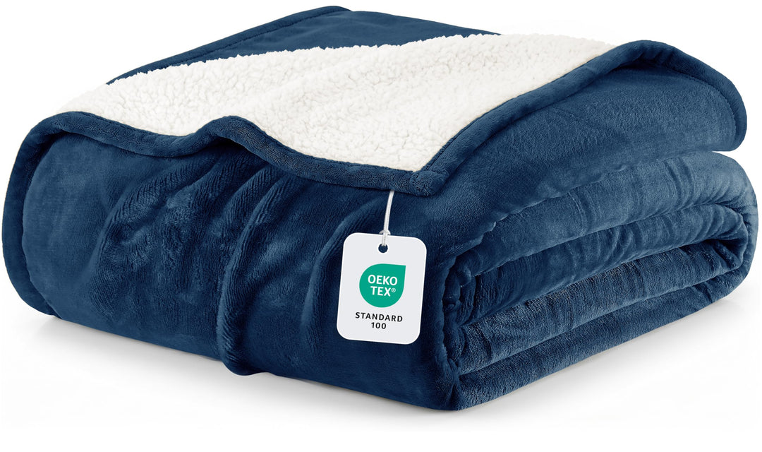 Utopia Bedding Sherpa-Bettdecke, Queen-Size-Grösse, marineblau, 480 g/m², Plüschdecke, Fleece, wendb