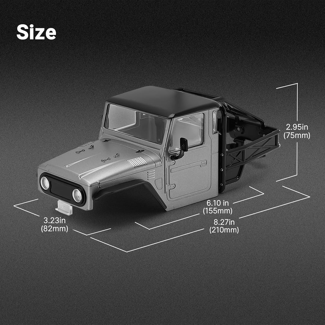 INJORA IR40 LKW-Karosserie mit Rohrkäfig für 1/18 TRX4M Defender Bronco Upgrade-Teil,Grau, Grau