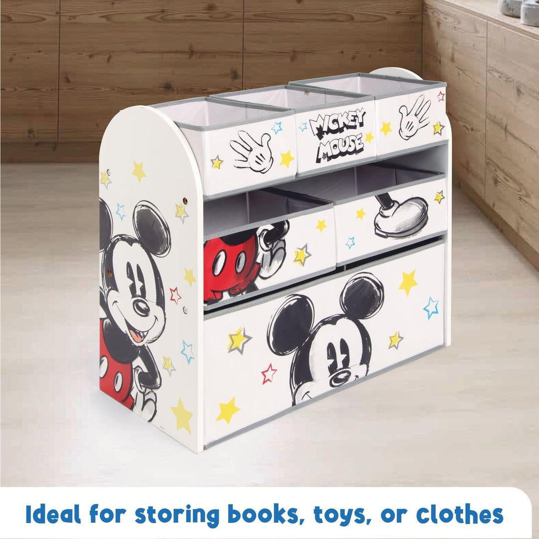 ARDITEX – Organizer aus Holz mit 6 Textilboxen mit Mickey-Mouse-Motiv von Disney – 62x30x60cm – Farb
