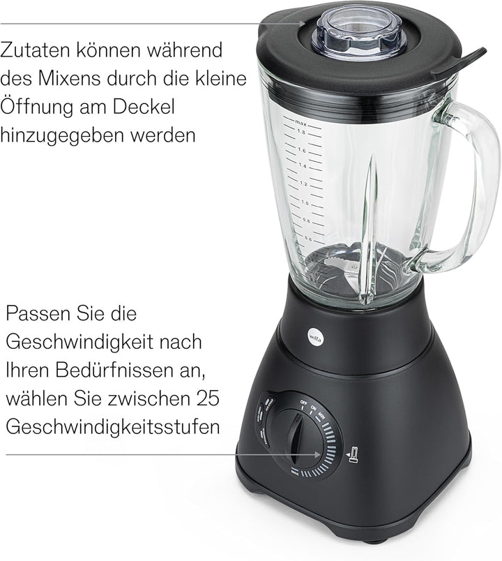 Wilfa XPLODE AUTO Standmixer - 1,8l Borosilikat-Glaskrug inkl. Mess-Skala - 1.500 Watt - 3 Programme
