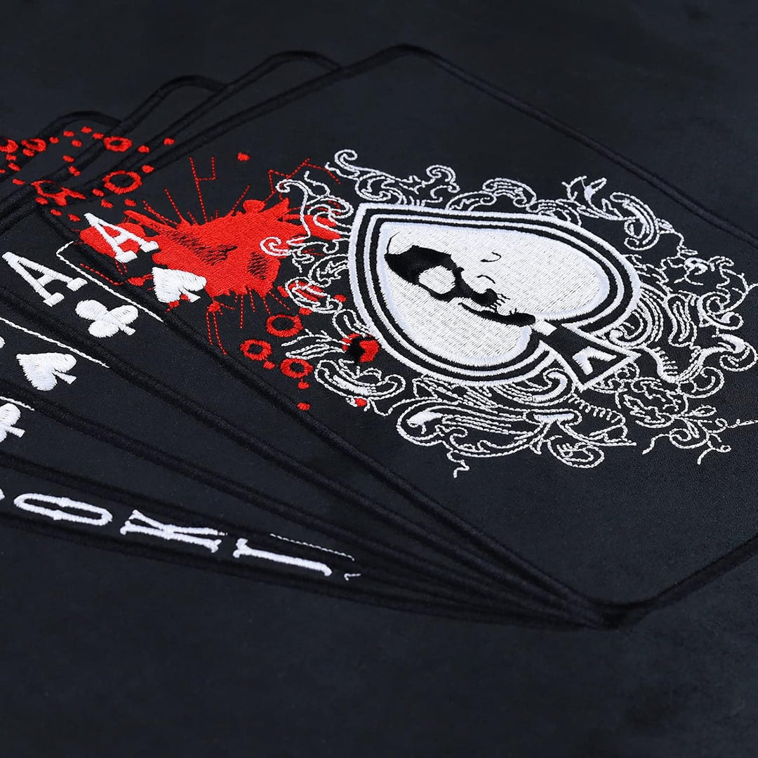 EXPRESS-STICKEREI Pokerkarten Kissen Poker Kissenbezug gefüllt | Totenkopf Dekokissen mit Füllung Be