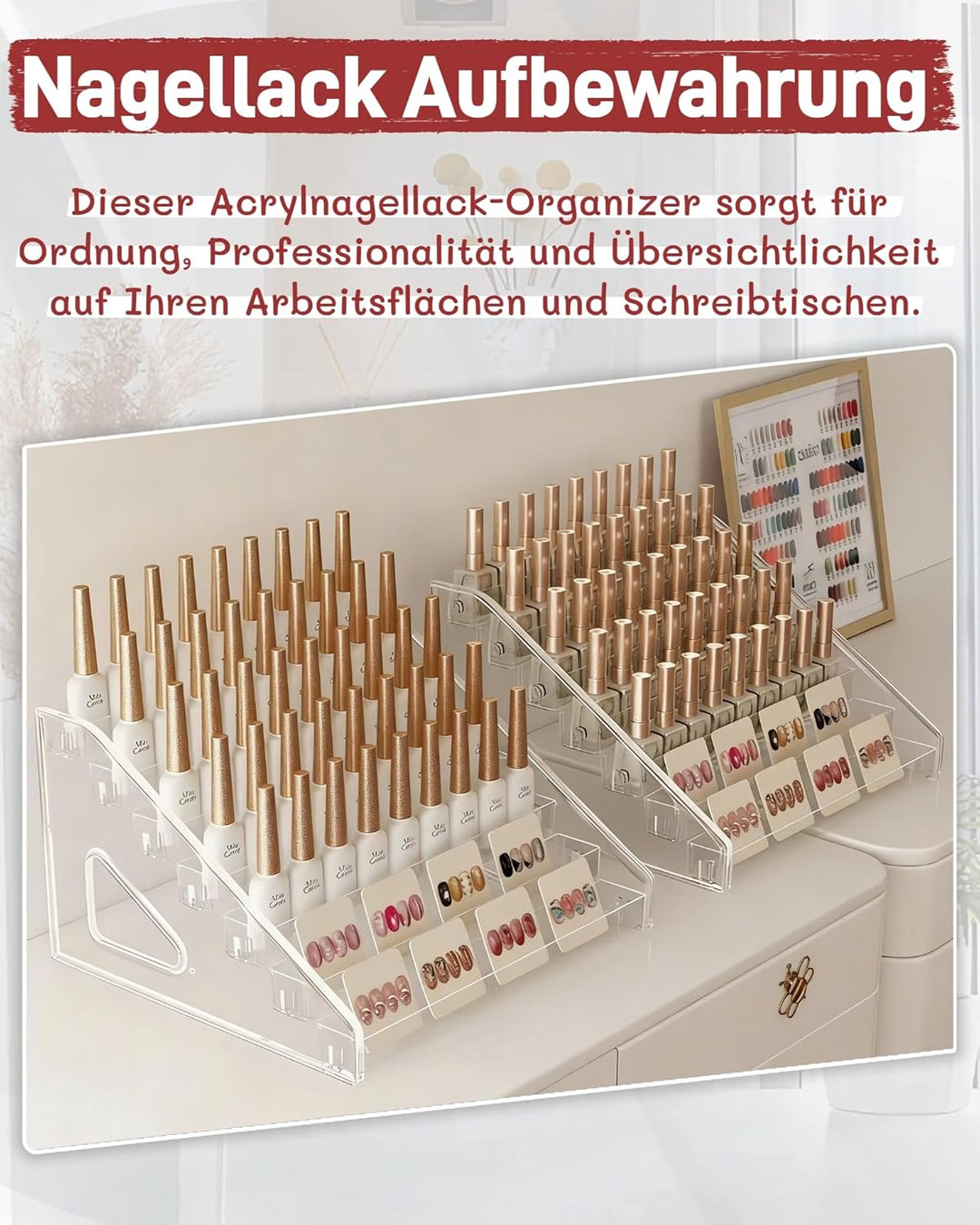 2er-Pack Acryl Nagellack Organizer mit 7 Ebenen Nagellack Aufbewahrung für 168 Flaschen, Klarer Make