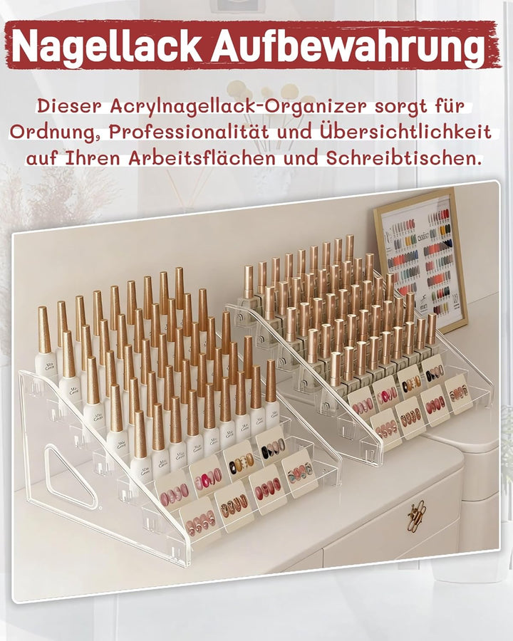 2er-Pack Acryl Nagellack Organizer mit 7 Ebenen Nagellack Aufbewahrung für 168 Flaschen, Klarer Make