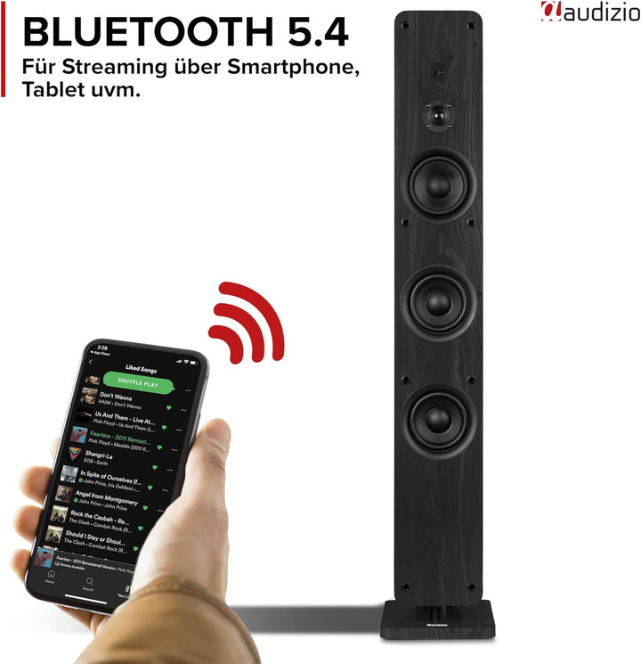 Audizio Arco - Standlautsprecher Aktiv 2er Set, Bluetooth 5.4 & DAB Radio, 320 Watt HiFi Lautspreche