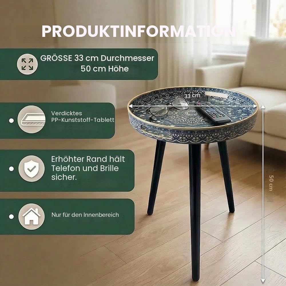 Runde Aussentische mit 3 abnehmbaren Holzbeinen, vielseitiger Tisch, perfekt für runden Kaffeetisch,