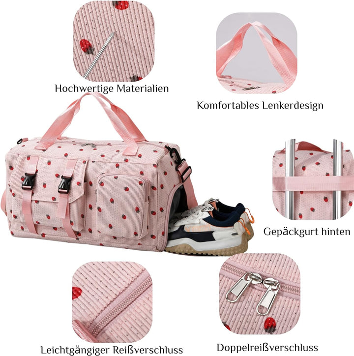 Sporttasche Kinder Mädchen Reisetasche Jungen Damen mit Schuhfach Reisetaschen Weekender Travel Bag