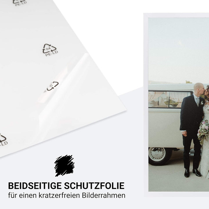 CABBEL 1er Set Bilderrahmen 50x70 MDF Holz-Rahmen mit bruchsicherem Acrylglas in Weiss 50x70 cm / 1x