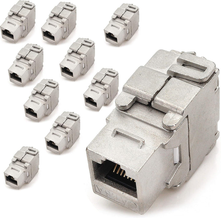 1aTTack.de Keystone Modul RJ45 Cat 6a Jack Zertifiziert vollgeschirmt STP werkzeugfrei Snap in Monta