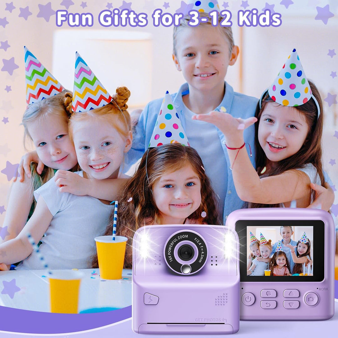 PHNIXGAM Sofortbildkamera Kinder, Digitalkamera kinderkamera fotoapparat 2.4in HD Kamera Geschenke f