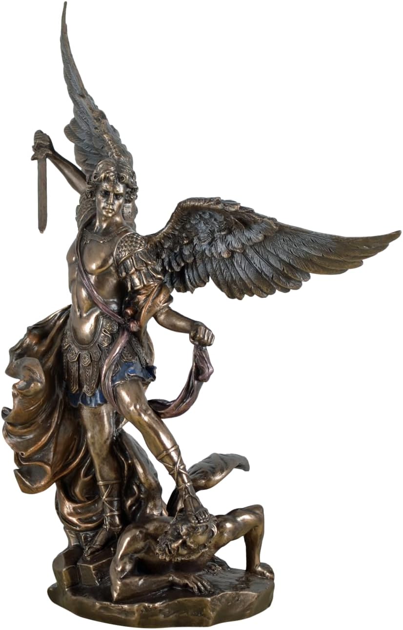 Veronese Figur Erzengel Michael bekämpft das Böse Figur bronziert Skulptur