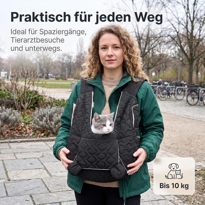 Wärme Haustiertrage für kleine Hunde und Katzen, fleecegefütterte Winter-Hundetasche mit verstellbar