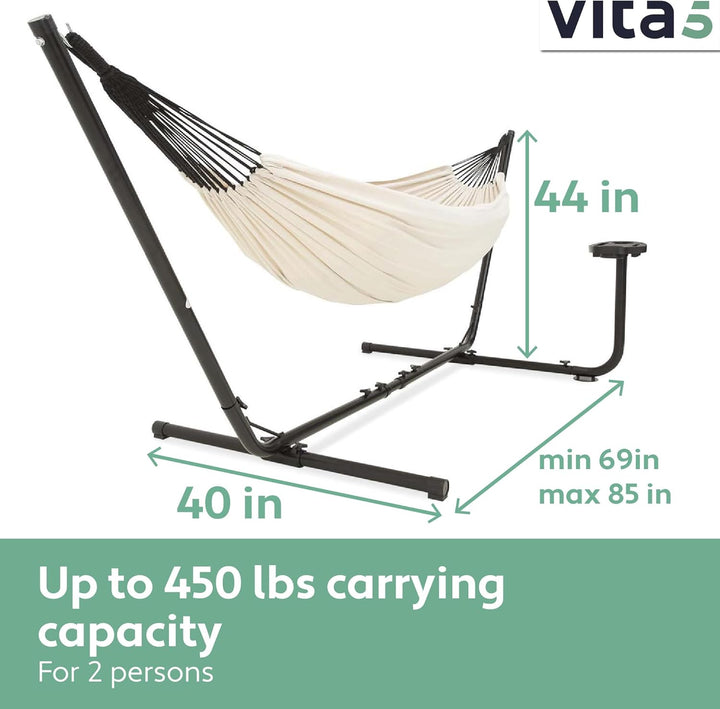 Vita5 Hängematte mit Gestell, Hängematten Outdoor 2 Personen mit Tragetasche, für Garten Pool, Balko