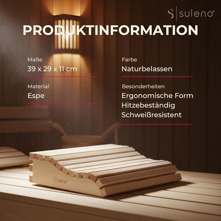 SULENO Sauna Kopfstütze OLE ergonomisch Espe Nackenstütze Kopfkeil Saunakissen