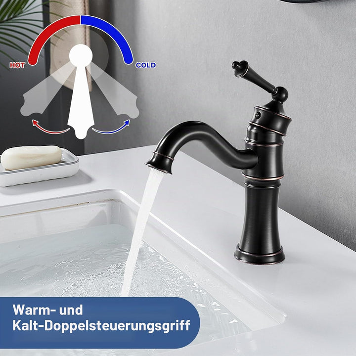 Wasserhahn Bad Schwarz, Waschtischarmatur Antik, Waschbecken Armaturen Mischbatterie, Armatur Badezi