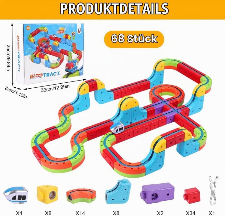 68 Stück Clickrail Electric Train Set, Magisches Schienen WüRfel Zug Set, Cube Track Block Zug mit S