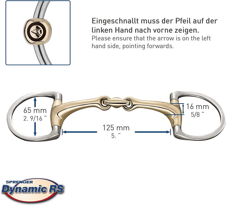 SPRENGER Dynamic RS Olivenkopf Gebiss 16 mm (Sensogan) silber 16 mm, silber 16 mm