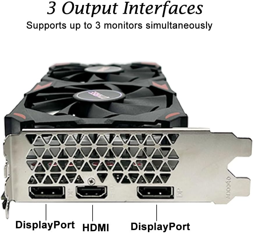 QTHREE Radeon RX 580 Grafikkarte, 8G D5 256-bit, HDMI, 2X DisplayPort, DirectX 12, 8 PIN Additional