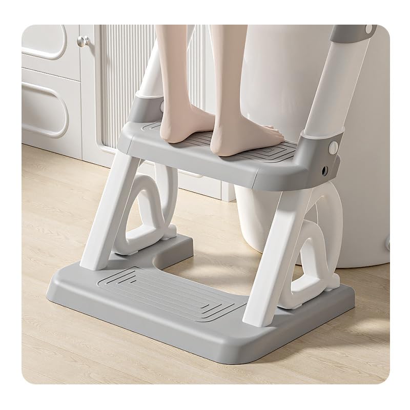 2-in-1 Toilettensitz für Kinder, Toilettensitz, faltbar und verstellbar, Treppe für Kinder, mit Leit