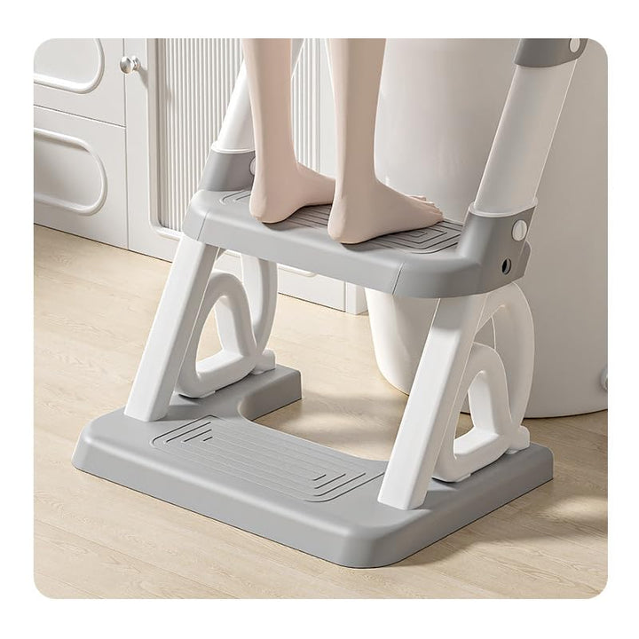 2-in-1 Toilettensitz für Kinder, Toilettensitz, faltbar und verstellbar, Treppe für Kinder, mit Leit