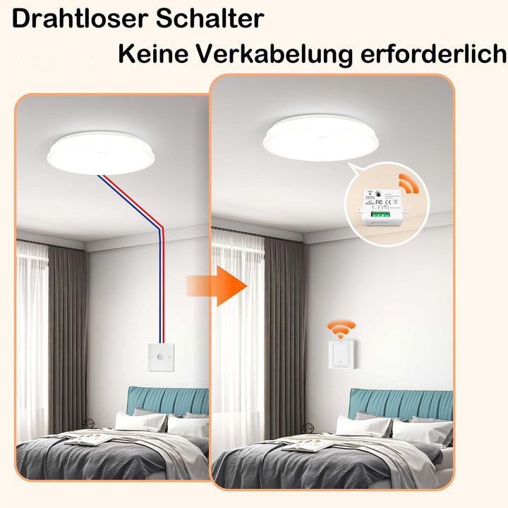 Kabelloses Lichtschalter Satz Funk, Mobiler Funksender Wandsender 2 in 1 Funkschalter Licht 100M Rei