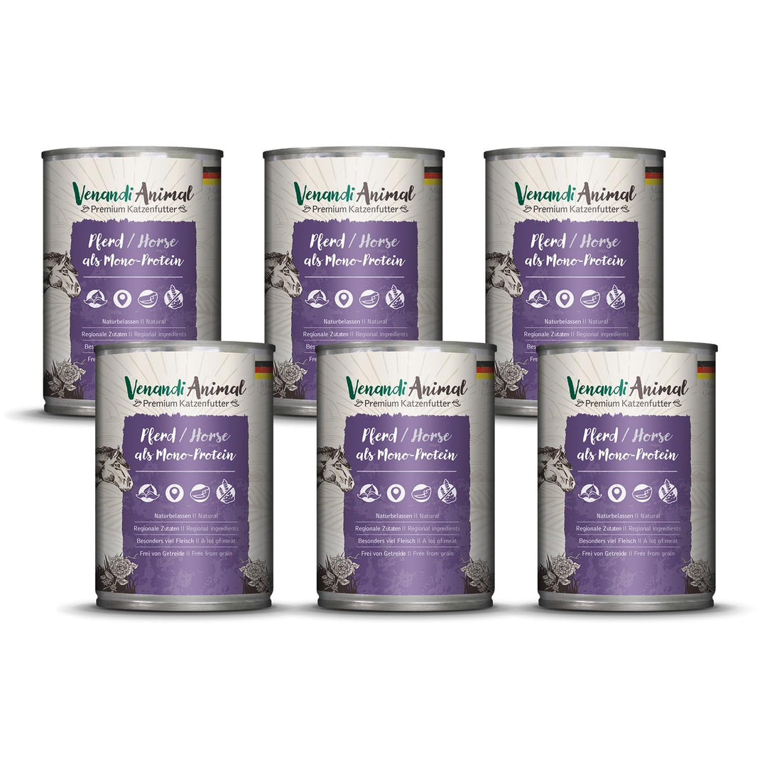 Venandi Animal – Premium Katzenfutter – Pferd als Monoprotein, Nassfutter, getreidefrei und naturbel