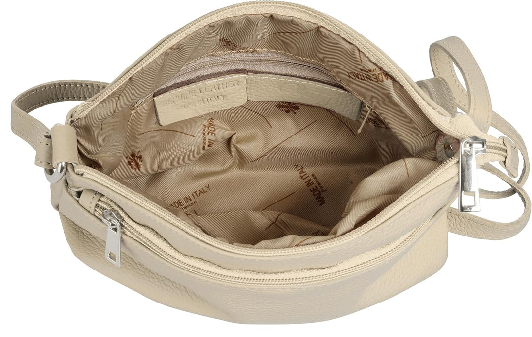 Cluty Umhängetasche echt Leder Damen - 020617 Beige, Beige