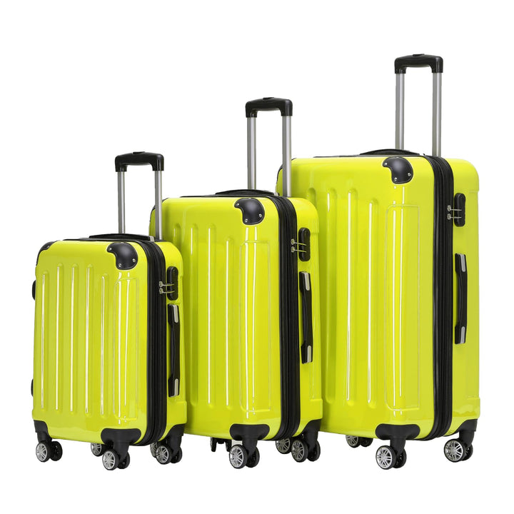 BEIBYE Hartschalen Koffer Trolley Rollkoffer Reisekoffer 4 Zwillingsrollen Polycabonat (Grün, Koffer