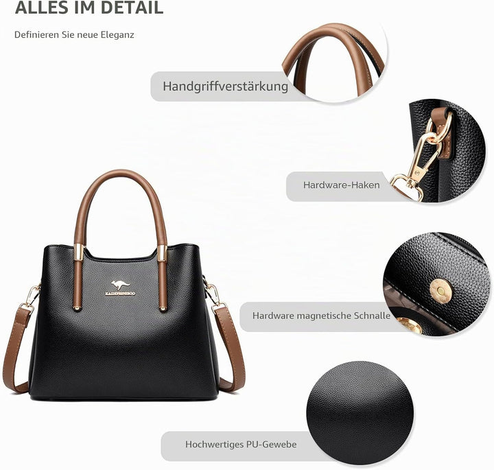NICOLE &amp; DORIS Handtasche Damen Mittelgross Frauen Schultertaschen PU Leder Tote Tasche Elegante Hen