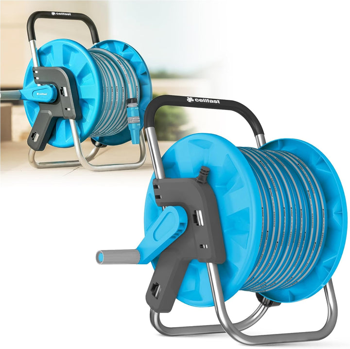 GARTENSCHLAUCH SCHLAUCHTROMMEL WASSERSCHLAUCH 1/2" 30M MIT GARTENBRAUSE & KUPPLUNG ANSCHLUSS SET CEL