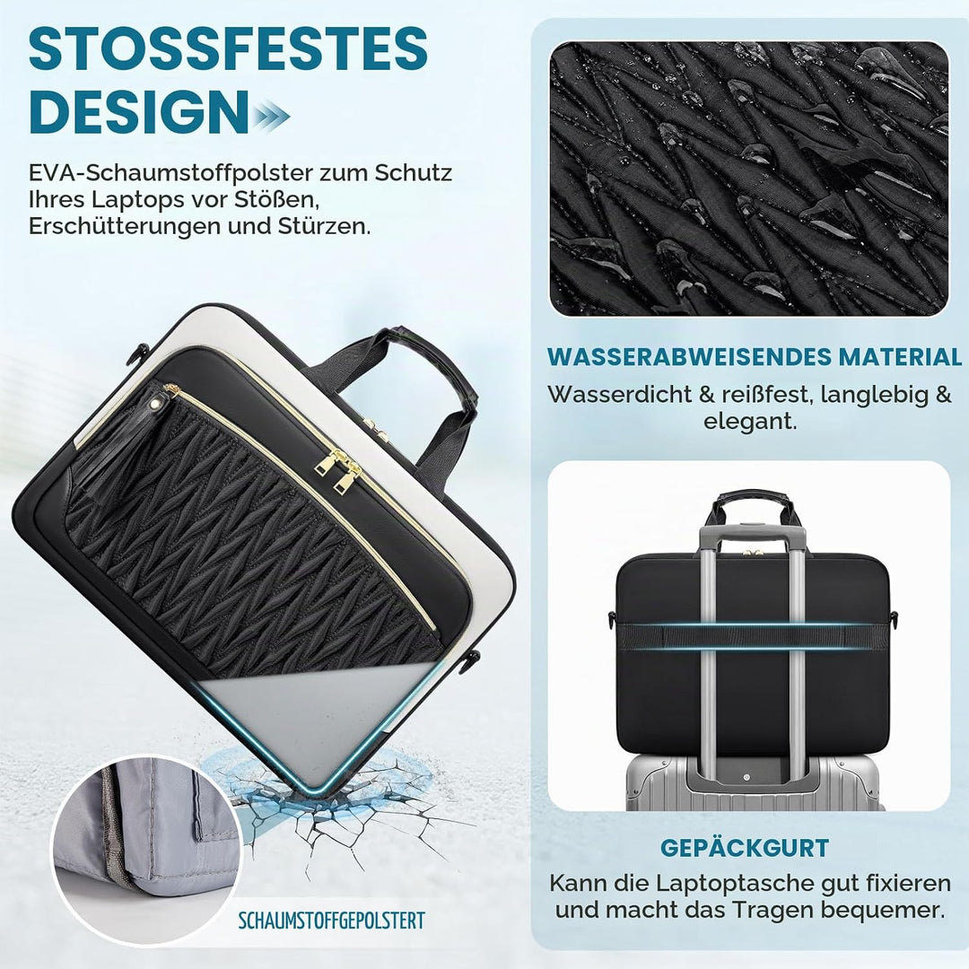 RAINSMORE Laptoptasche 17,3 Zoll für Damen Aktentasche Wasserdichte Arbeitstasche Grosse Lehrertasch