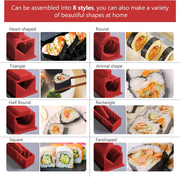 SKYSER Sushi Maker set, 12 Artikel Sushi Maker Kit für Anfänger zum selber machen, mit Sushi Reis Ro