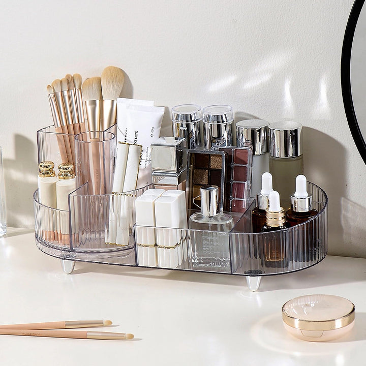 Make up Organizer 360° Drehbar, Grosser Bad Kosmetik Organizer mit Aufbewahrungsbox für Schminktisch