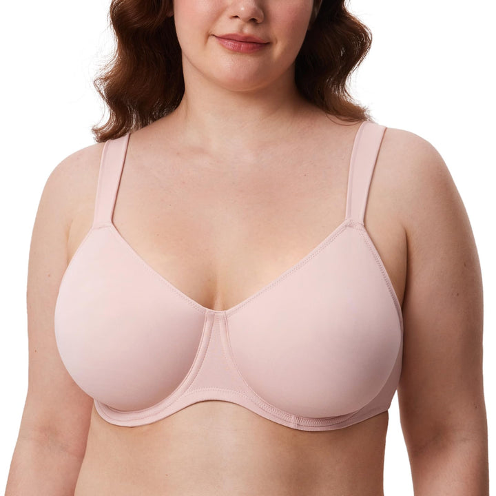DELIMIRA Damen T-Shirt Minimizer BH mit Bügel GroÃŸe GröÃŸen Ohne Gepolstert 75D Nacktes Rosa, 75D N