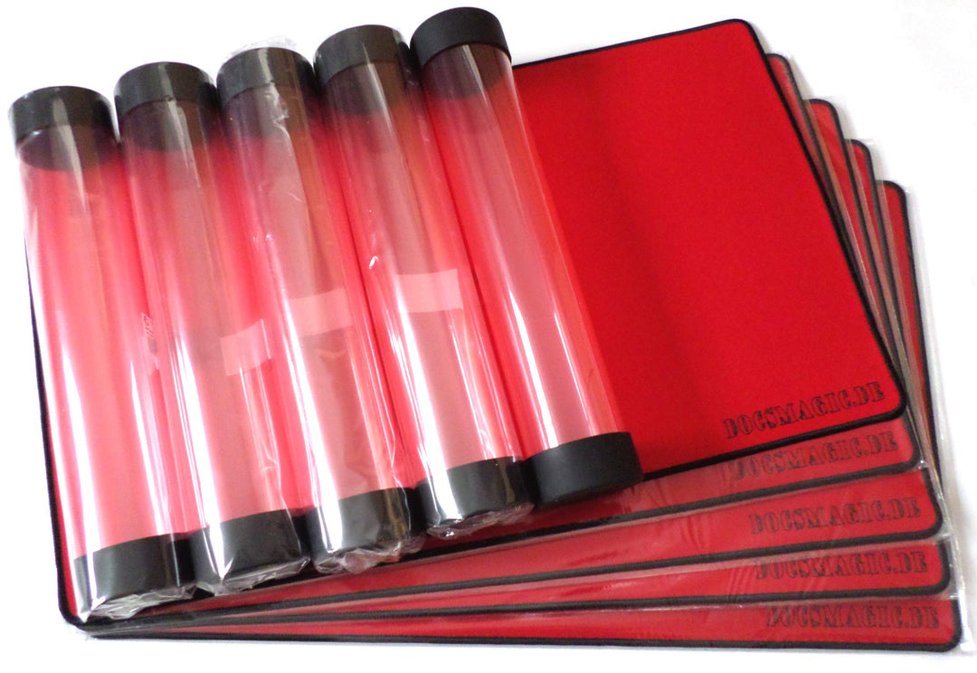 docsmagic.de 5 x Premium Playmat + Tube Big Transparent Red - 60 x 34 cm - Spielmatte + Transportrol