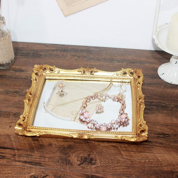 Funerom Dekorativer Spiegel im Vintage-Stil, 27,9 x 24,1 cm, Wandmontage, Tisch-Make-up-Spiegel, qua