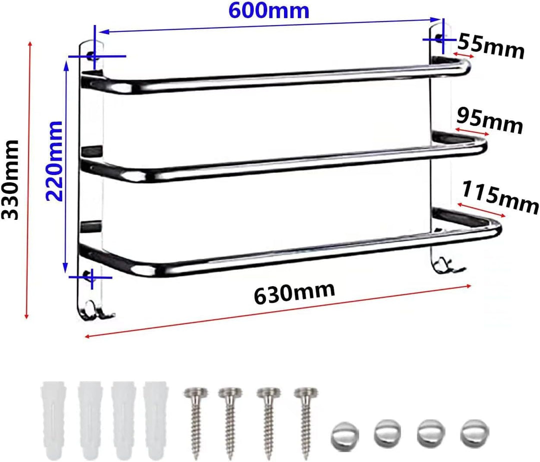 HONPHIER® Handtuchhalter Chrom Handtuchstangen Edelstahl mit Haken Handtuchstange Bad 60 cm, Handtuc