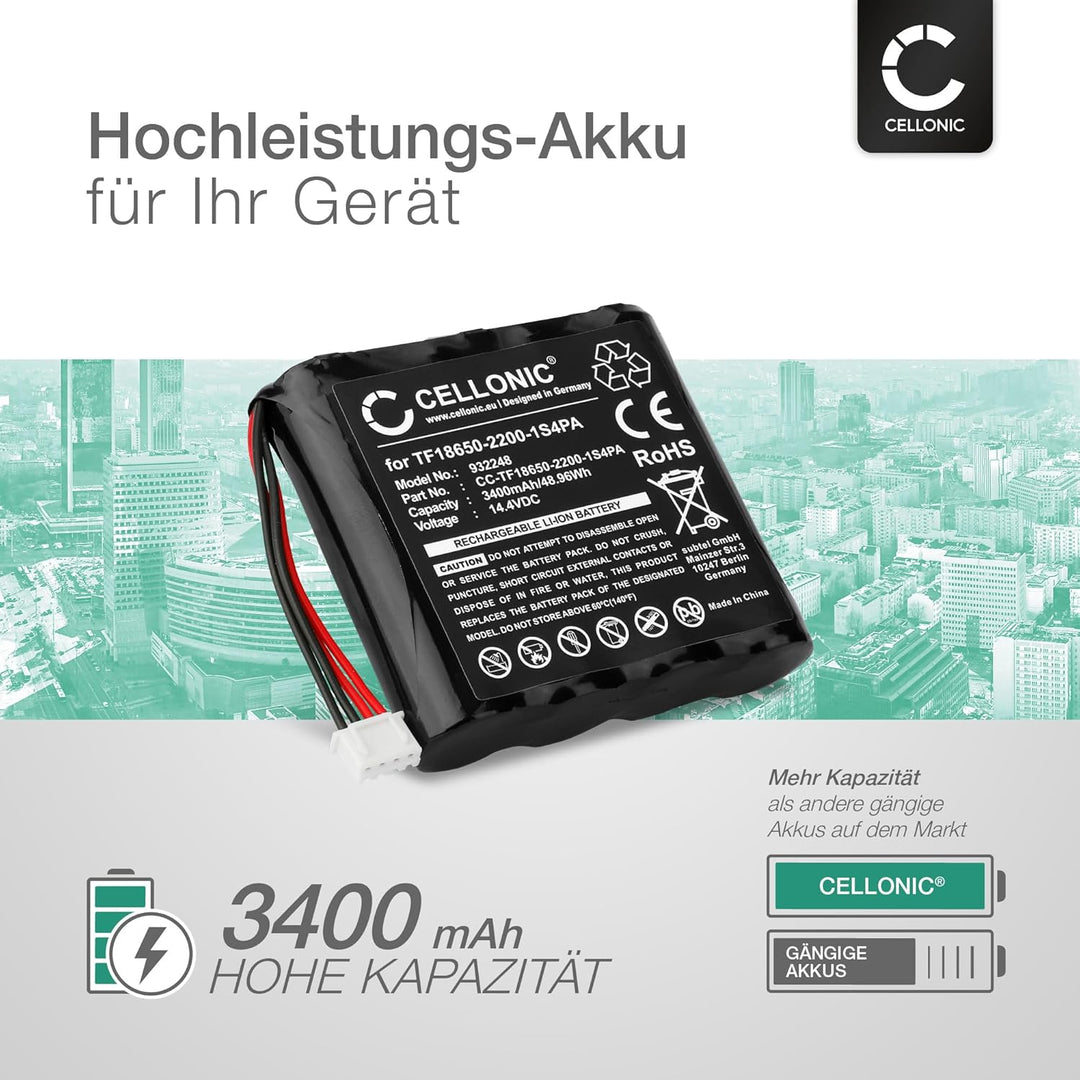 CELLONIC, Lautsprecherakku kompatibel mit Marshall Kilburn (3400mAh, 14.4V) 1x Ersatzakku TF18650-22